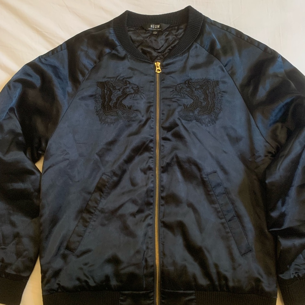 NEUW Satin Tiger Embroidery Bomber Jacket